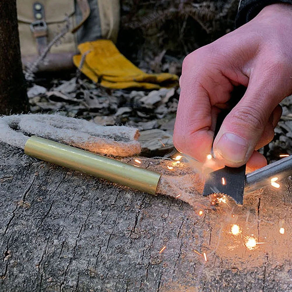 

2pcs Survival Wick Cord Aluminum Alloy Handle Portable Fire Starter For Camping Outdoor Emergency Survival Wick Rope Flame