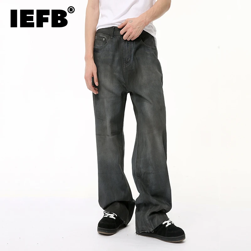 

IEFB American Style Men's Jeans Worn-out Coating Washing Denim Pants Vintage Straight Wide Leg Male Bottom New Fashion 9C6518