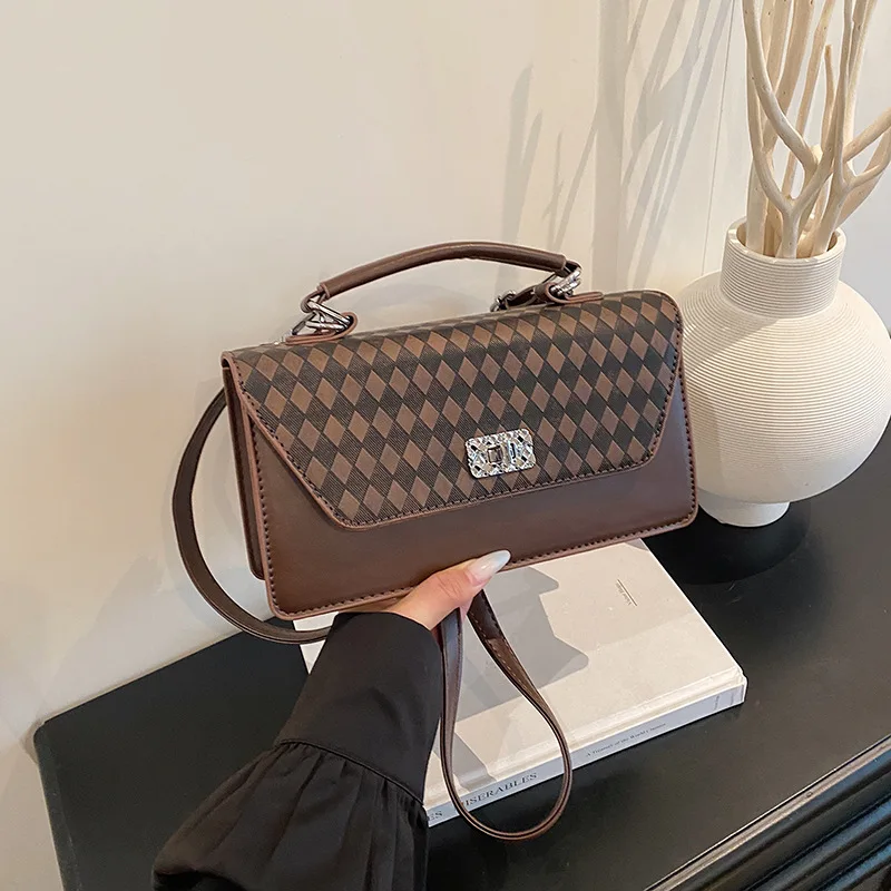 

Роскошная квадратная сумка 2024, модная женская сумка с верхней ручкой, повседневная сумка через плечо, универсальная сумка «день-ночь», текстурированный слинг