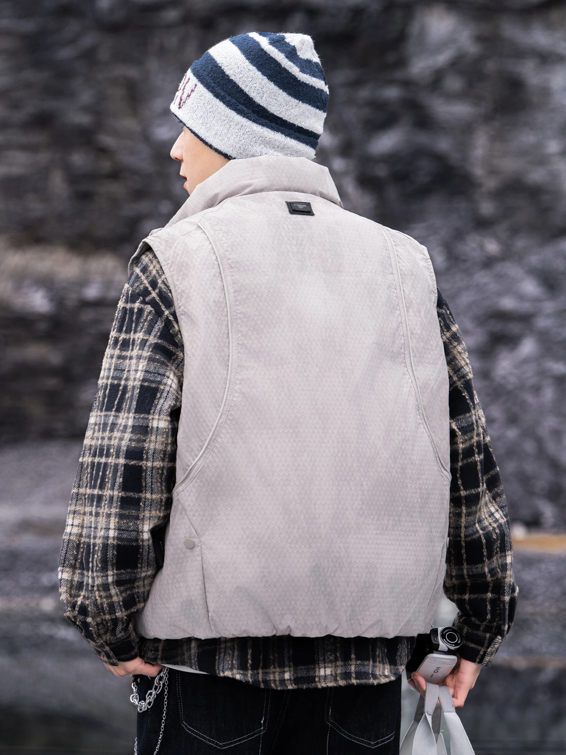 AOGZ Workwear Stand Collar down Vest Unisex Winter New 90 Duck down Outerwear Warm Sleeveless Jacket American Style