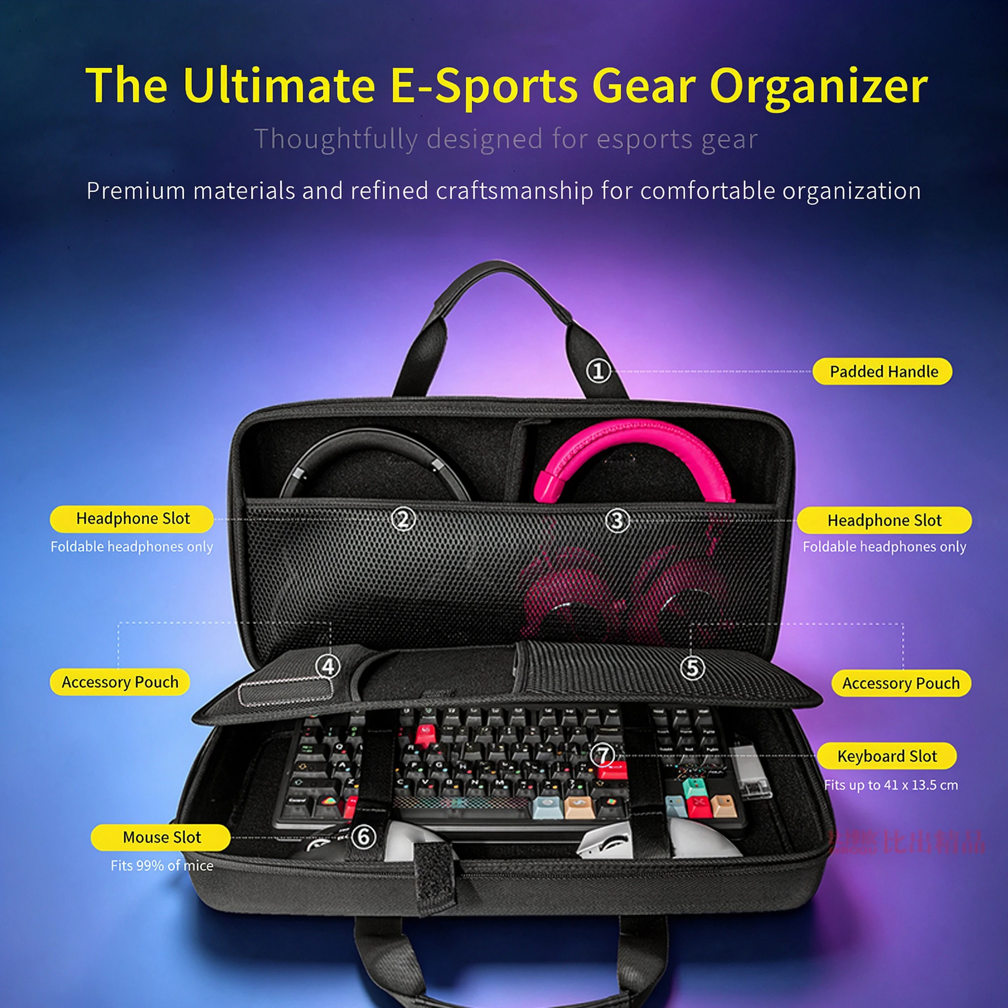 Hard EVA Storage Bag for 87-Key Keyboard, Mouse, Headphones Tablet Box Portable for Logitech Esports Peripherals Carrying Case