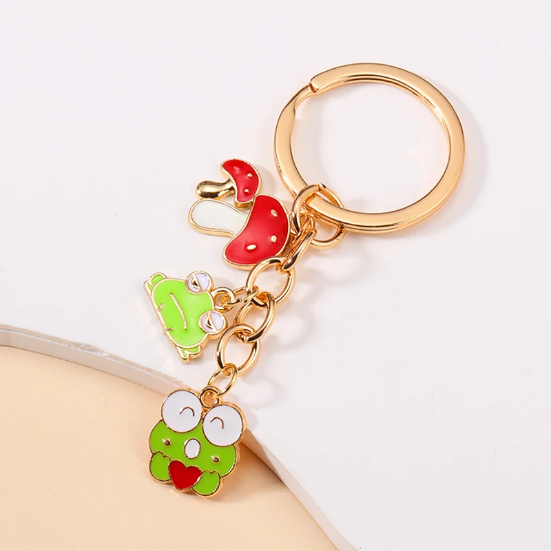 Delicate Enamel Cartoon Frog Charms Keychain Kawaii Animal Keyholder Men Women Bag Wallet Car Key Pendant Keyring Jewelry Gifts