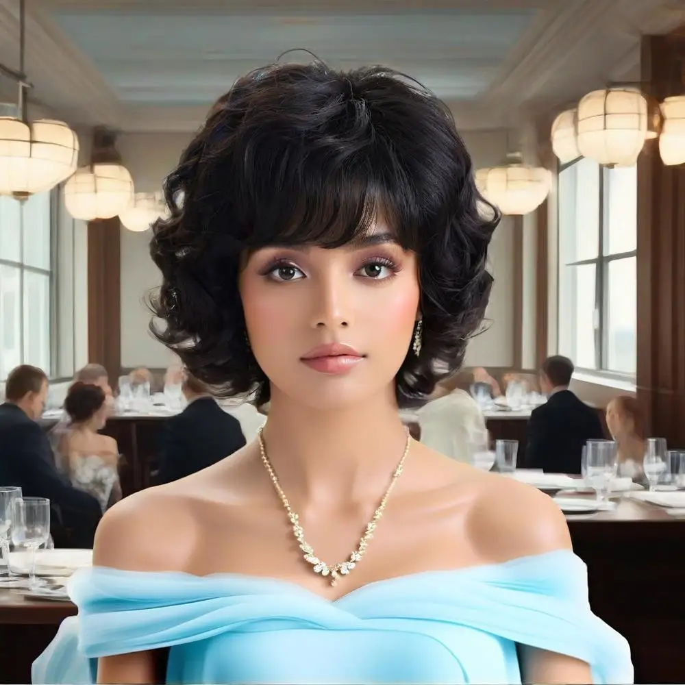 

Полный парик для женщин среднего и пожилого возраста, короткие вьющиеся волосы для мам, повседневный синтетический парик на всю голову