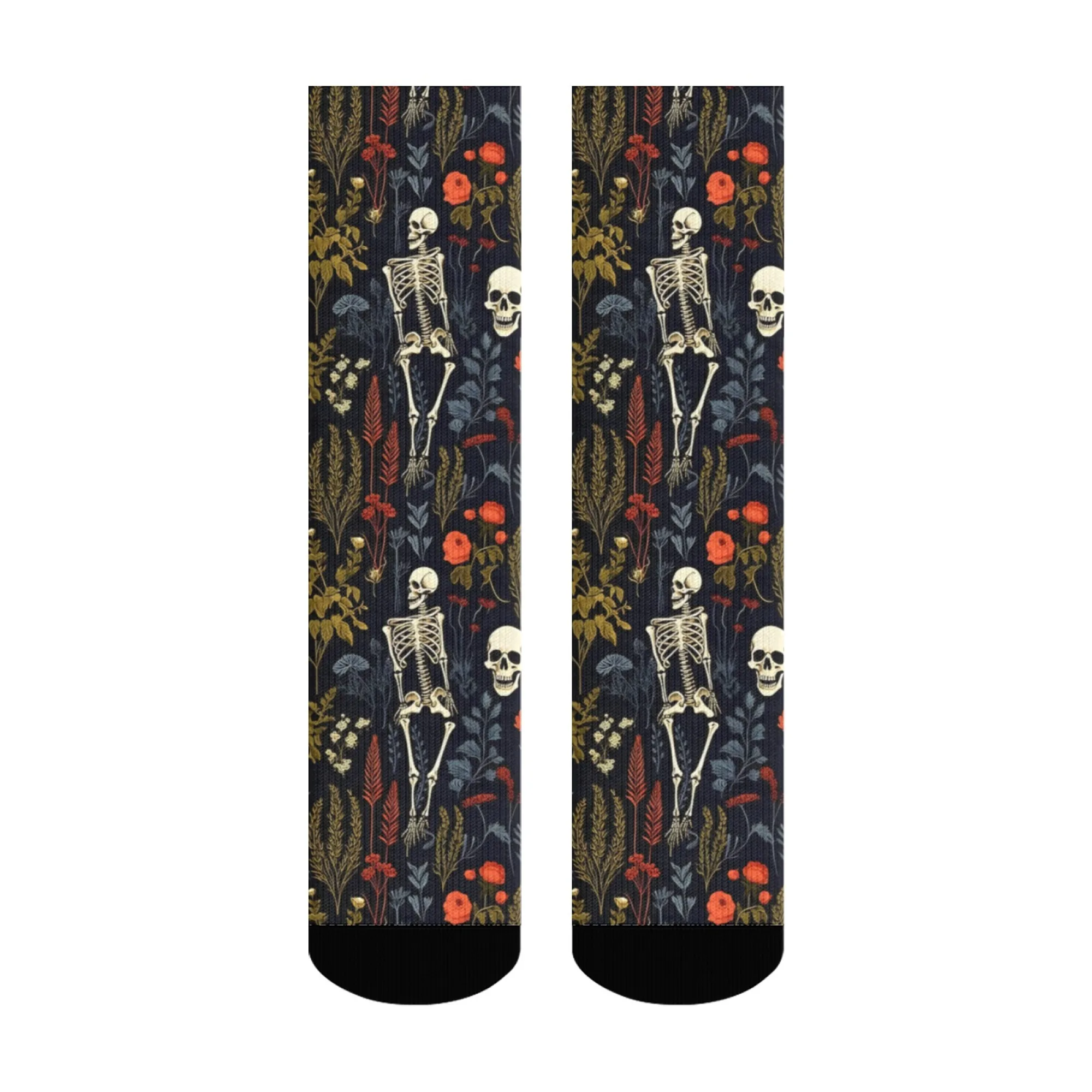 Retro Floral Human Skeleton Socks Durable Lightweight Wrinkle-resistant Men's Cycling Hiking Camping Streetwear Novelty Sock
