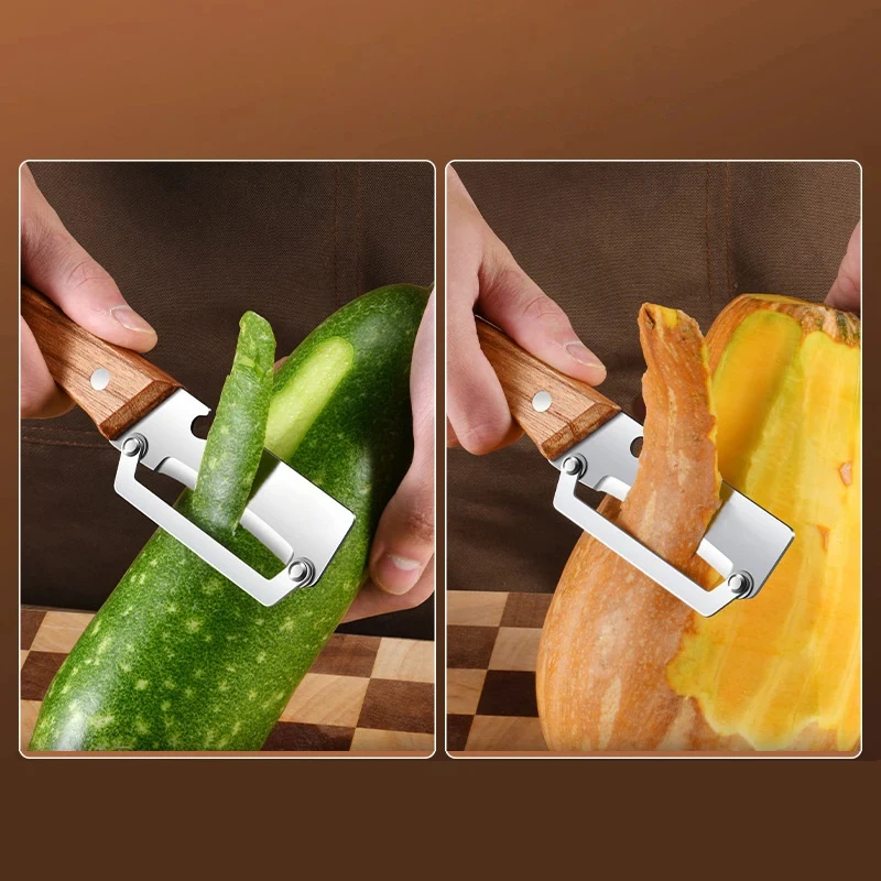 Stainless Steel Peeler Wooden Handle Single Blade Fruit Vege