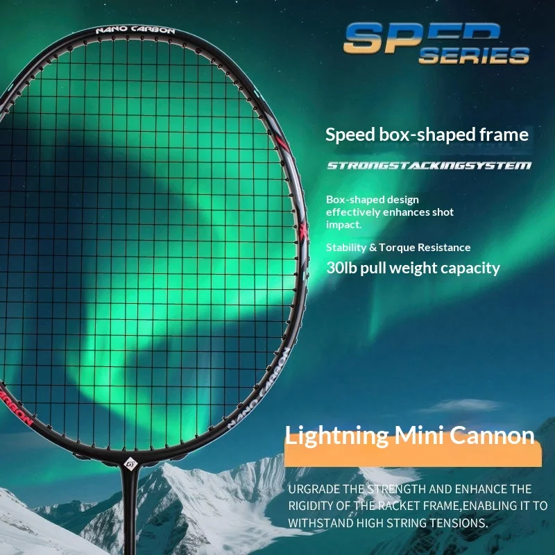 Carbon Fiber Badminton Racket 5U Lightweight Advanced Training Pro High Power Precision Control Raquette Badminton String