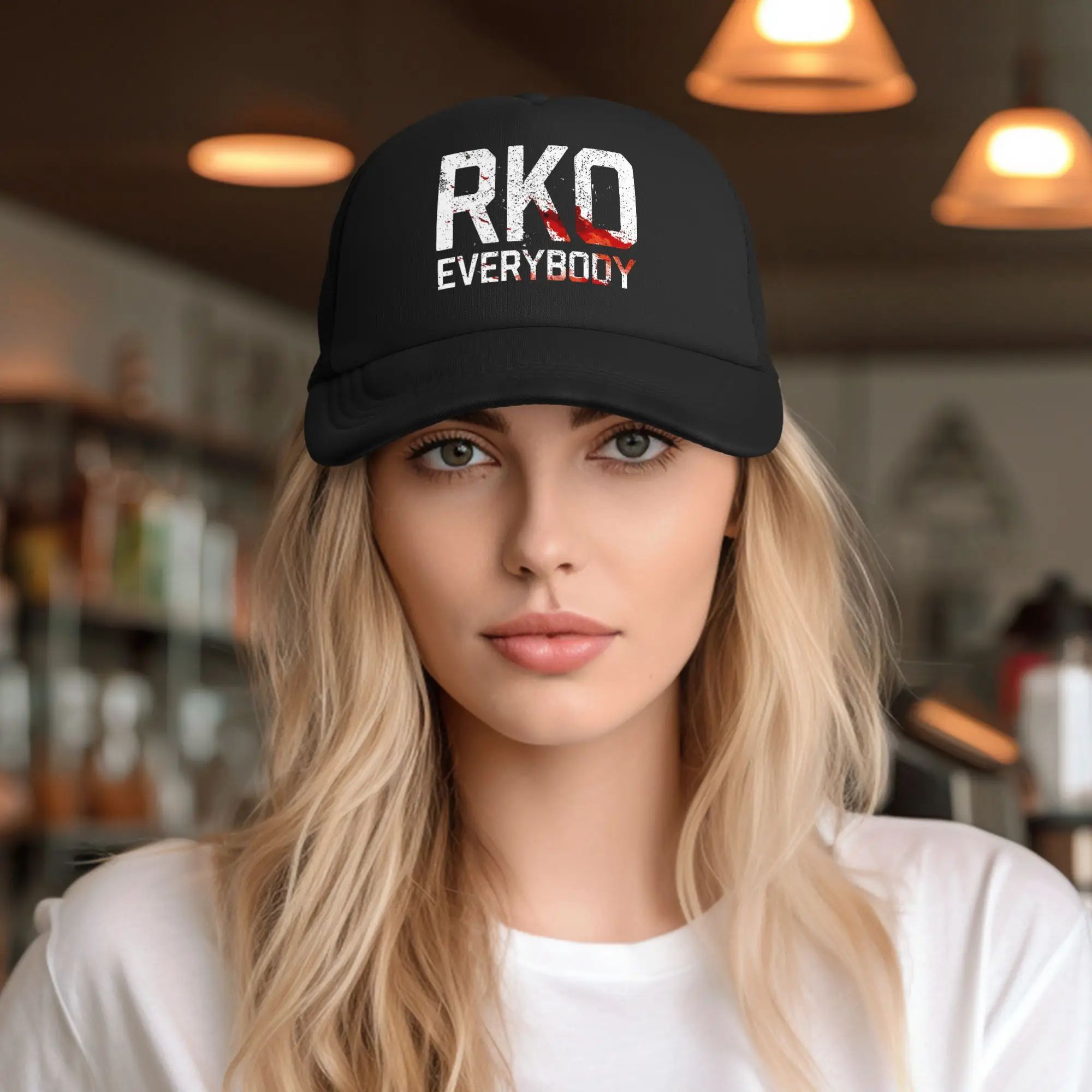 Unisex Blood RKO Everybody  Trucker Hat Mesh Baseball Caps Polyester  Hat Trucker Hat Adjustable Sun Caps Summer