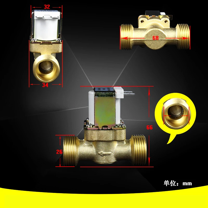 G 3/4\'\' Normally Closed Electric Brass Solenoid Valve Magnetic Switch DC 12V 24V AC 220V Solar Hot Water Valve