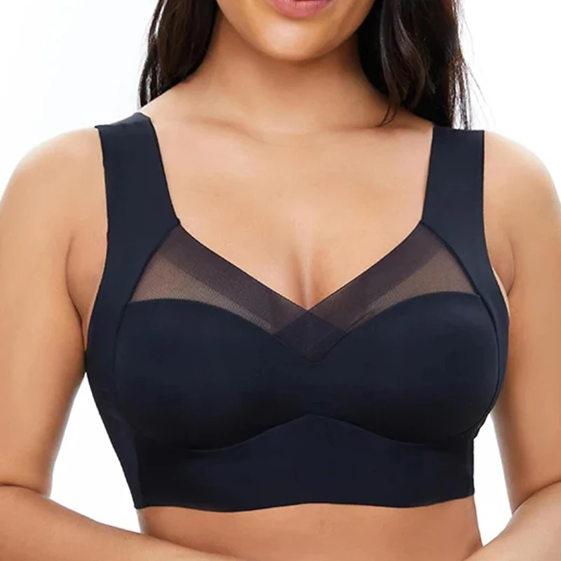 Bezszwowy damski koronkowy biustonosz sportowy Plus Size Bralette Backless Lady Brassiere Vest Yoga Fitness Sleep Bralette Wireless Top L-3XL