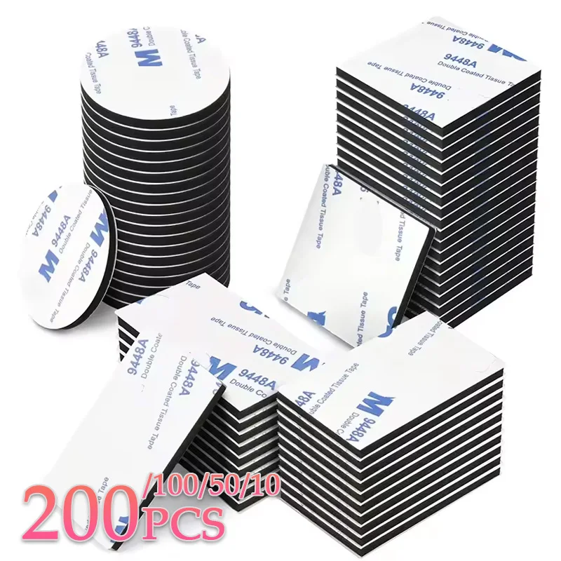 10-200PCS Home Double Sided Tape Self Adhesive Foam Tape Waterproof Acrylic Pad Two Side Tape Mounting Fixing Pad Car Sticker