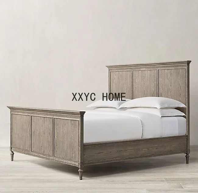 

American Retro Solid Wood Bed Master Bedroom Log Style 1.8 Double Bed