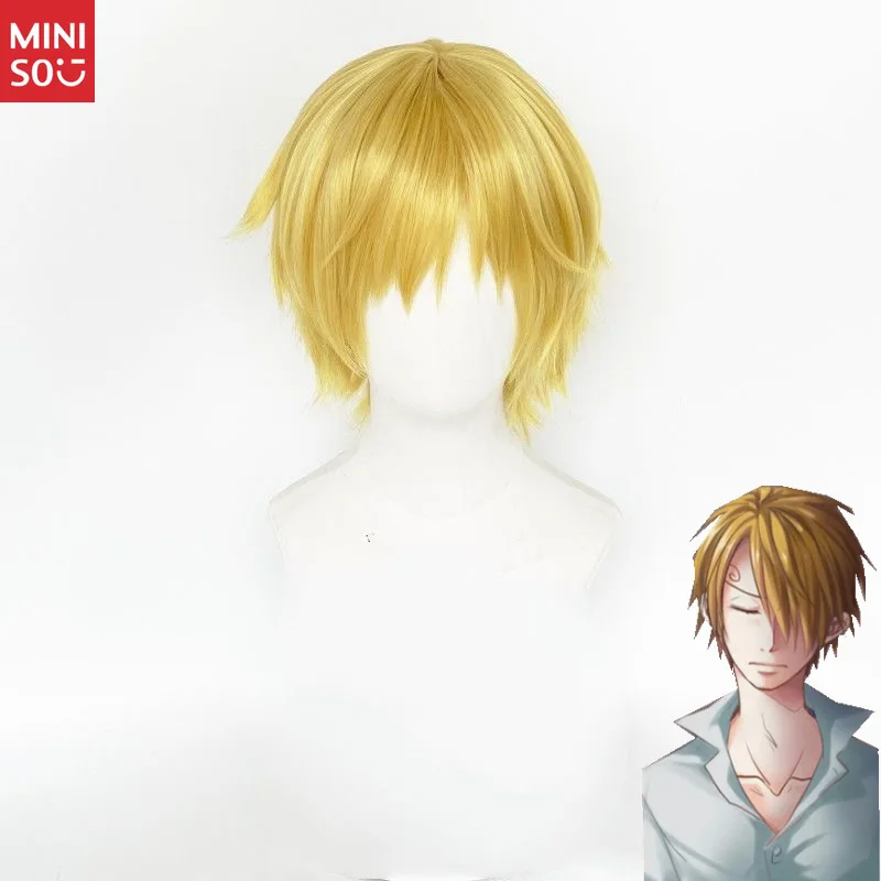 

Парик для косплея Miniso One Piece Sanji, колючие светлые желтые волосы для соломенной шляпы, пиратского шеф-повара