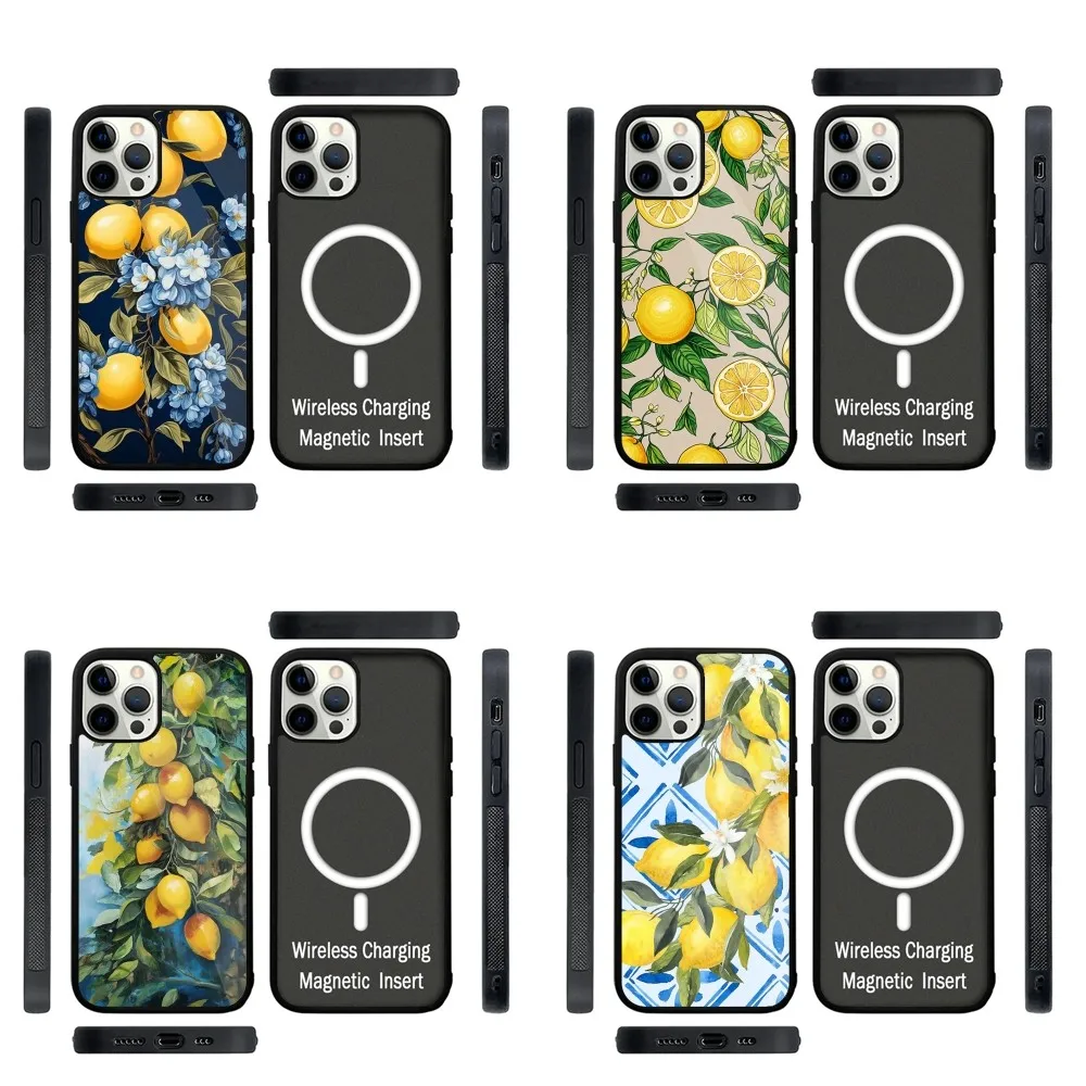 Fruit lemon Painting  Phone Case Strong Magnetic For IPhone 16,15,14,13,Pro,Max,Plus,11,12,Mini For Magsafe Wireless Charging