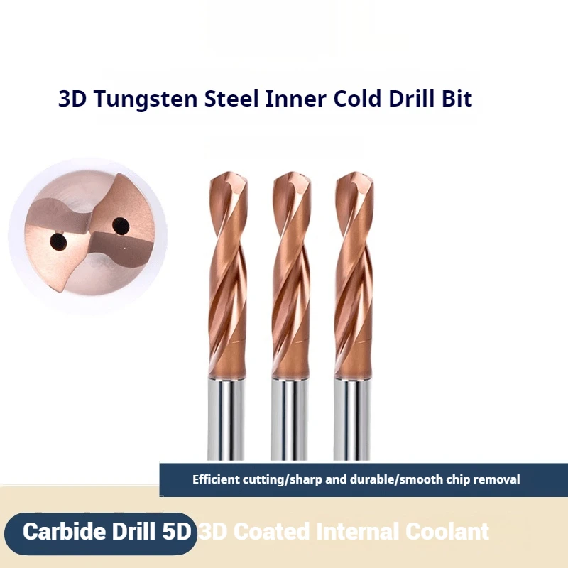 

Carbide Drill 5xD 3xD Coated Internal Coolant Efficient CNC Drilling Tool 3-16mm Through Hole Parallel Shank Metal Tungsten Stee