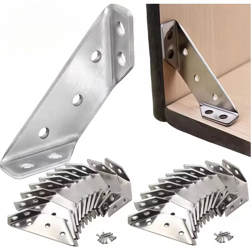 10-20pcs Stainless Steel Angle Corner Brackets Universal Furniture Corner Connector Brace Joint Fastener Bedframe Cabinet Drawer