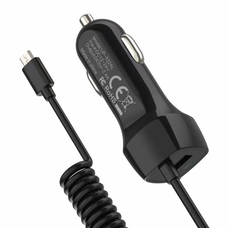 Ładowarka samochodowa typu C, adapter zasilania samochodowego Micro USB do iPhone 17 16 15, przedłużany kabel sprężynowy do Samsung Xiaomi Huawei, przewód do ładowania. — zdjęcie produktu 2