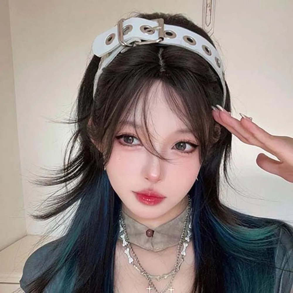 

Hollow Out Steampunk Hair Hoop Rock-inspired Gothic Punk Rivet Headband Headpiece Y2K Leather Buckle Hairband Girls