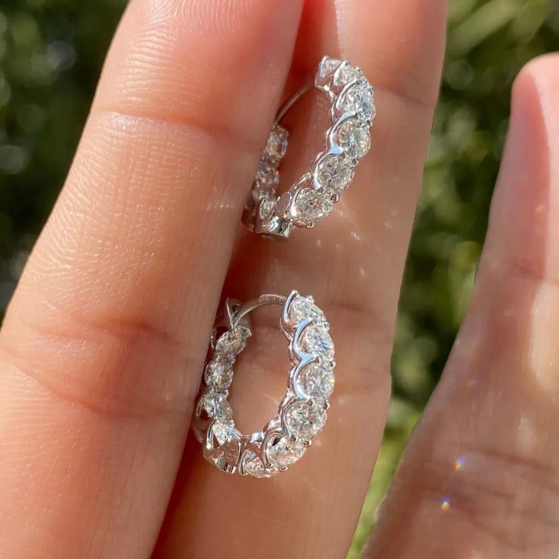 S925 Sterling Silver Studs, Fancy Ear Backs, Chic Diamond Earrings, Versatile All-Diamond Stylish Earrings