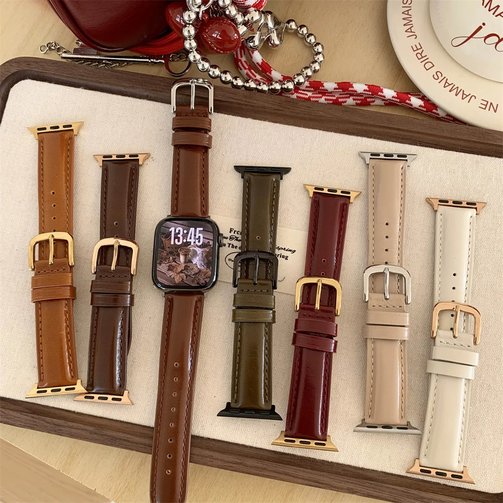 ساعة أبل جديدة من الجلد الملون لساعة أبل 38 40 42 44 45 46 49 مللي متر سلسلة 11 10 9 8 7 5 4 3 سوار الترا #4