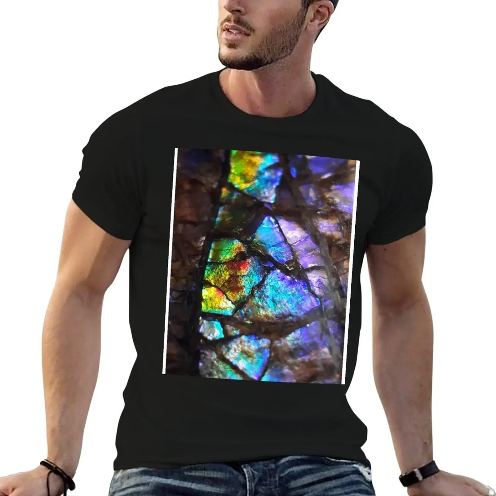 

Rainbow ammolite T-Shirt fashion shirts customizeds sweat mens white t shirts