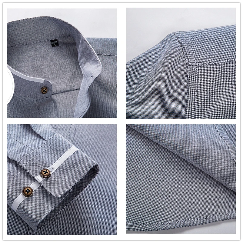 New Fashion Casual Men Shirt Long Sleeve Mandarin Collar Slim Fit Shirt Men Korean Business Mens Dress Shirts Men Clothes M-5XL