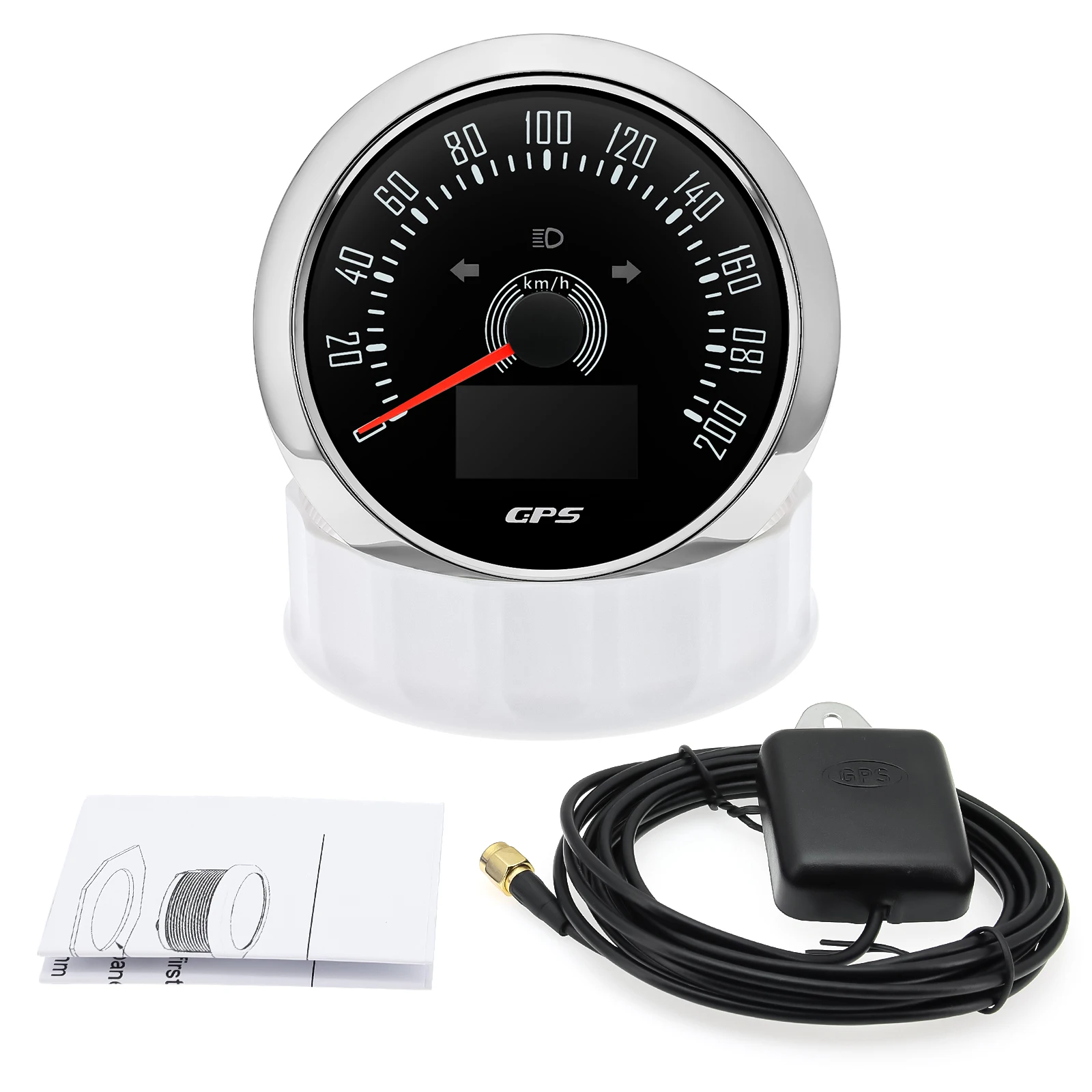 85Mm Digitale Gps Snelheidsmeter 0-160Mph 0-200kmh Snelheidsmeter Met Gps Antenne Voor Auto Marine Boot 7 Kleur Backlight Snelheidsmeter - afbeelding 1
