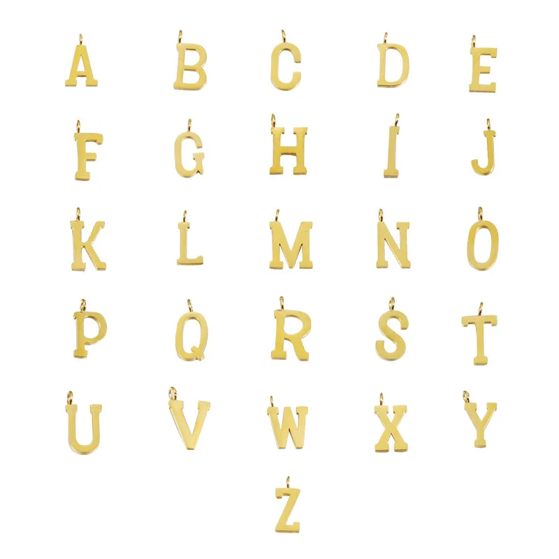 1PC DIY Stainless Steel 8x13mm Initial Letter Alphabet Gold Color Charms Pendant for Earrings Men Women