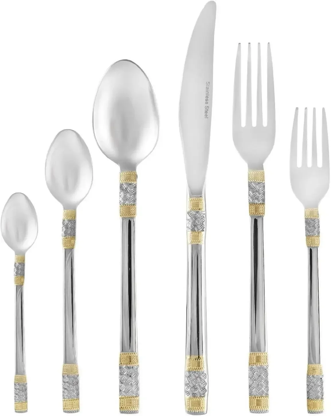 18/10 Flatware for 12 People-75 Piece Stainless Steel Set Polished Cutlery with Gold Accents 3 Piece Hostess Serving