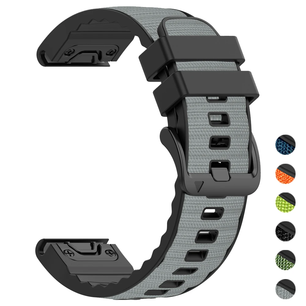 QuickFit 22mm 26mm Nylon+Silicone Band For Garmin Fenix 8 Pro 47mm 51mm E 7 7X 6 6X 5 5X Plus/Enduro 3/Epix Gen 2 Strap Bracelet
