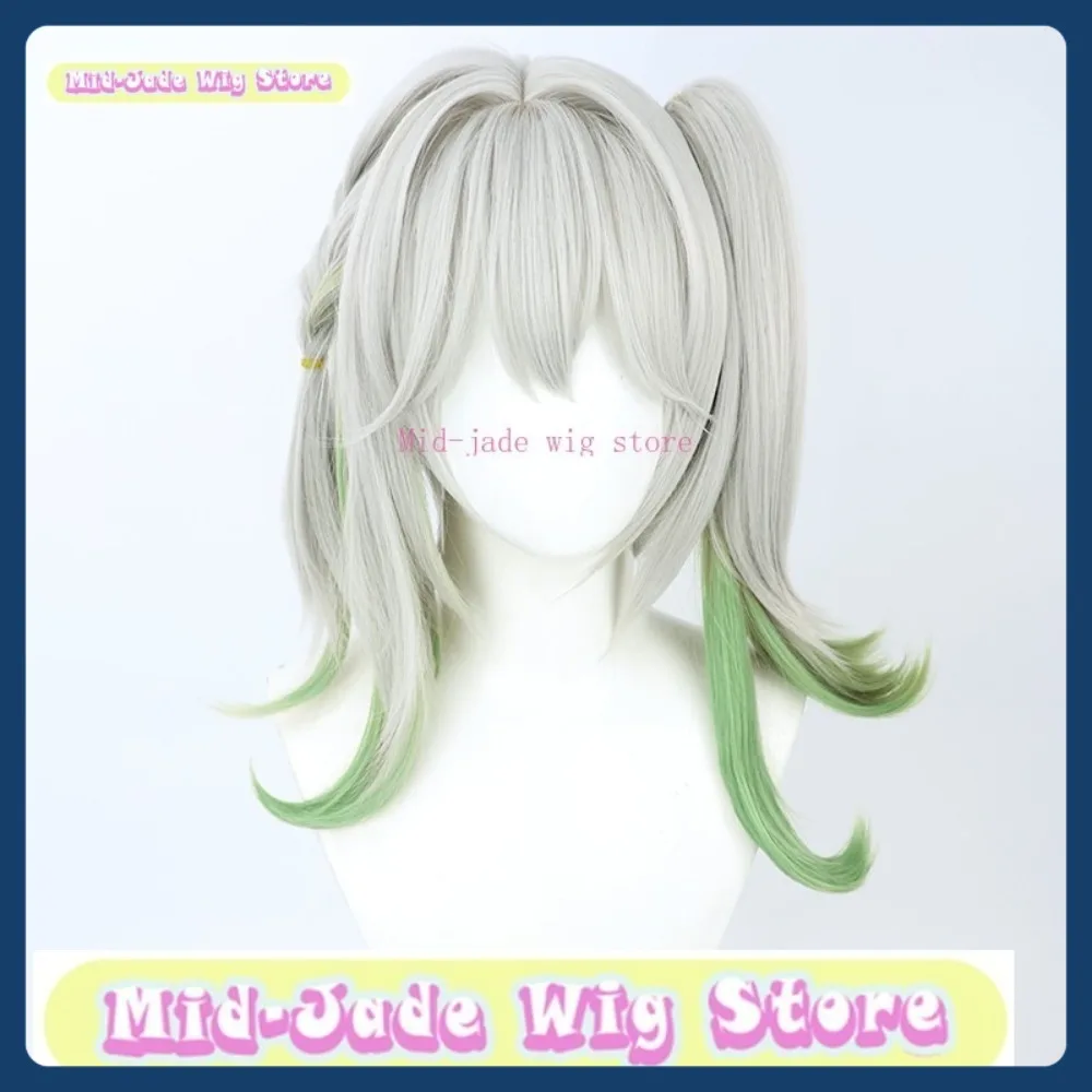 Mid-jade Wig Store Genshin Impact Nahida Cosplay Wig Anime Game Role-playing Synthetic Hair Halloween Party Costumes Props