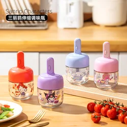 Kawaii Hello Kitty Kuromi My Melody Glass Seasoning Jar Anime Sanrio Girl's Heart Cute Sealed Moisture-Proof Seasoning Jar