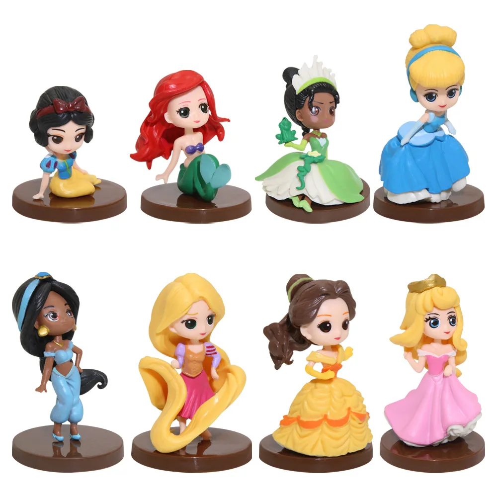 Disney 8 teile/los PVC Schnee wittchen Action figuren niedlichen Cartoon Mini Prinzessin Meerjungfrau Spielzeug Modelle Kuchen Dekoration Geschenke