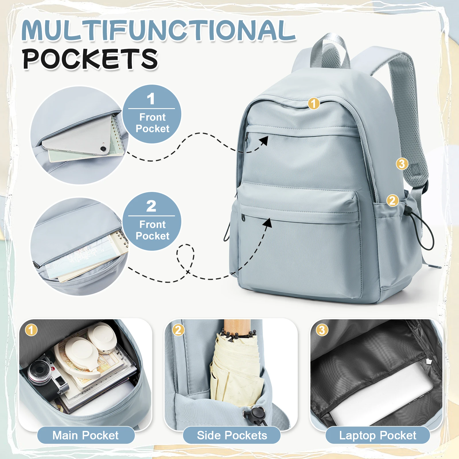 University Casual Backpack Large Capacity Lightweight High School Student Backpack Teenage School Backpacks Fits 14-inch Laptop