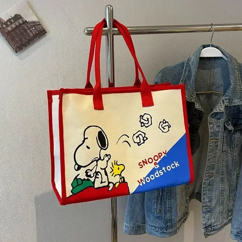 Snoopy o dużej pojemności torba na pieluchy z motywem kreskówkowym dziewczyna modna torba na ramię nowa torba z grubej bawełny Y2K torebka płócienna torba na zakupy