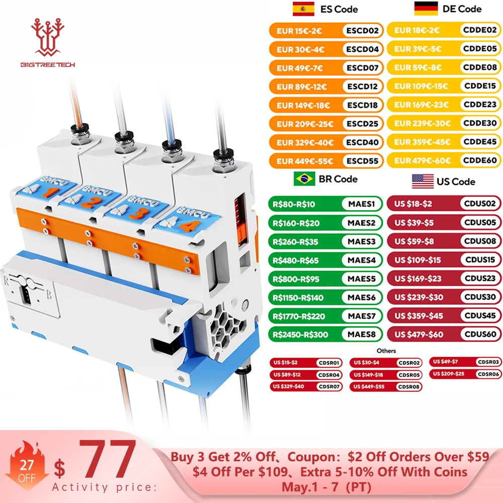 BIGTREETECH BMCU-370 AMS MMU Solutions AMS Lite Support Auto Refill Farm Open-Source Upgrade For Bambu Lab P1P P1S A1 A1 MINI
