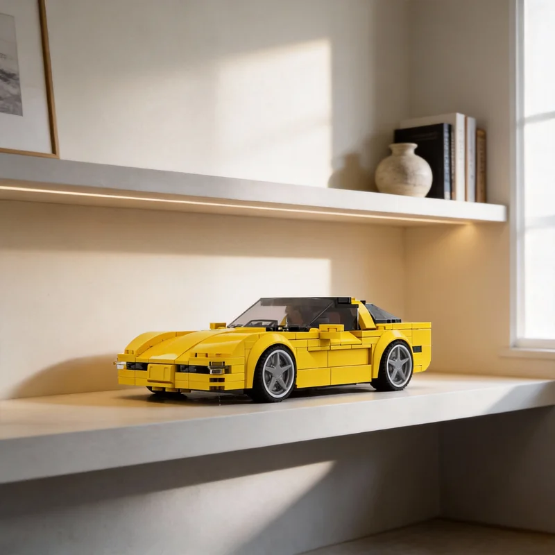 300pcs MOC Chevroleteed Corvette City Champions Model Building Blocks Living Room Decor, Home Decor Display Model Gift For Kids