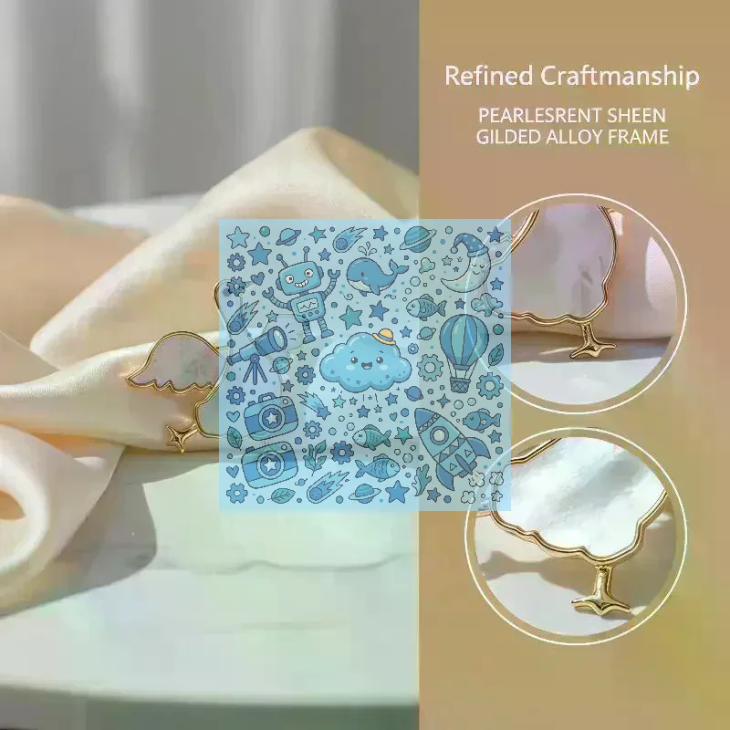 Cute Goose Shaped Brooch Natural Mother Of Pearl Inlay Gold Plated Trim For Jackets Scarves Daily Wear