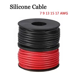 5m 10m 20m 50m Silicone Cable 7 9 13 15 17 AWG Super Soft Electrical Wire Heat-resistant Power Cord For Car Battery Motor Invert