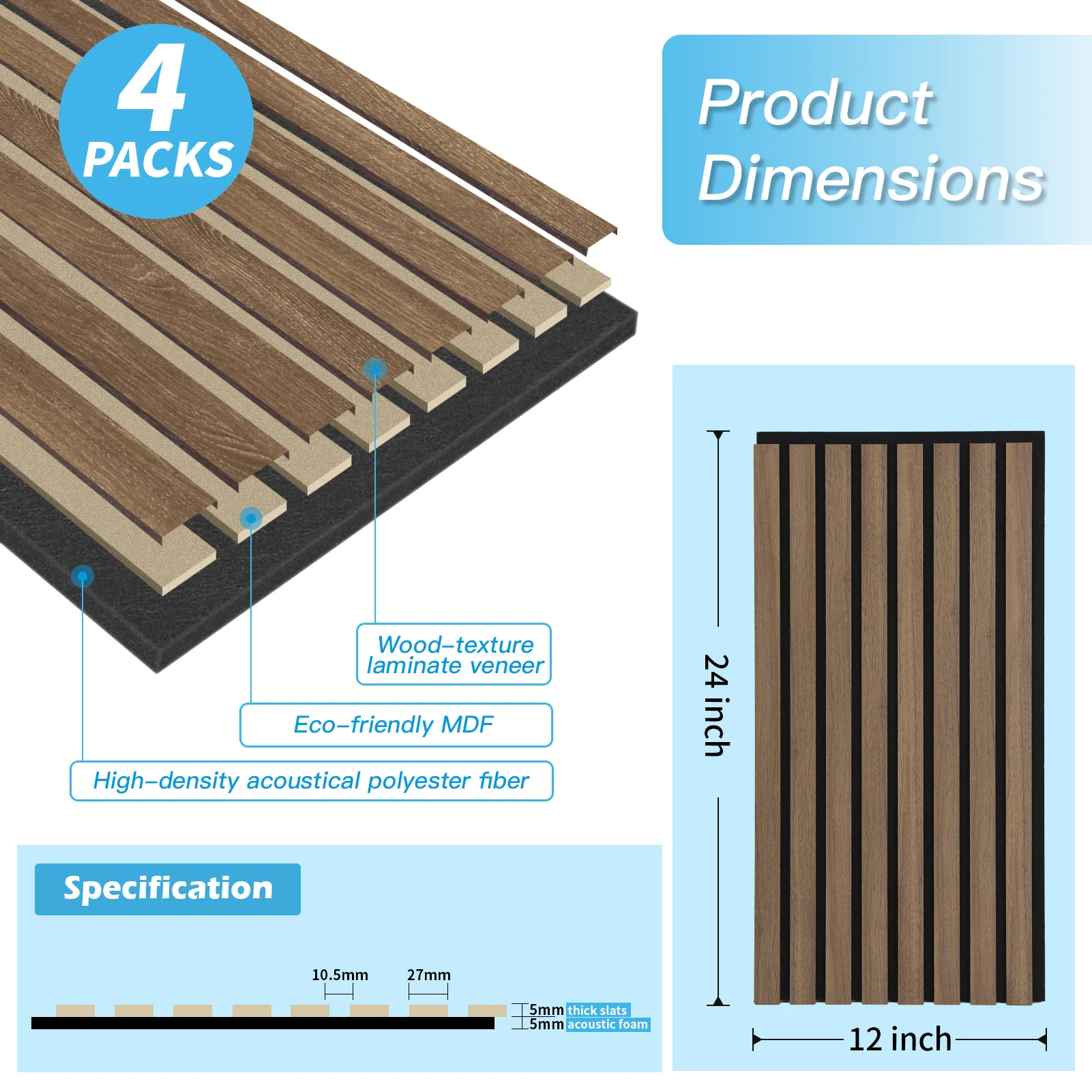 Soundproof 3D Wood Wall Panels Acoustic Tiles