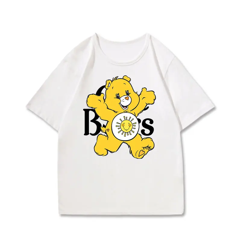 Love Bear Couple T-shirt American Short Sleeve Women Loose Couple Clothes  Family Matching Outfits