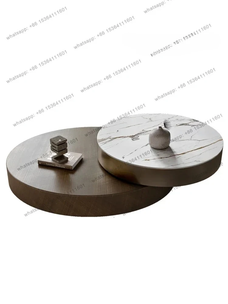 

Italian Minimalist round Stone Plate Coffee Table Size round Combination Home Small Apartment Tea Table Modern Minimalist