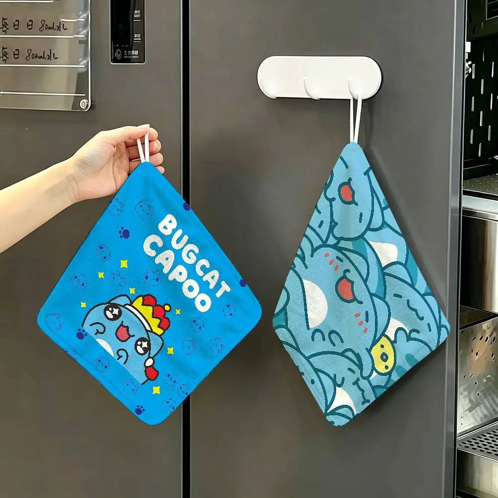 Cute B-Bugcat-Capoo Hanging Style Hand Wiping Towel, Polyester Cotton, Anti-fade for Indoor Kitchen Living Room
