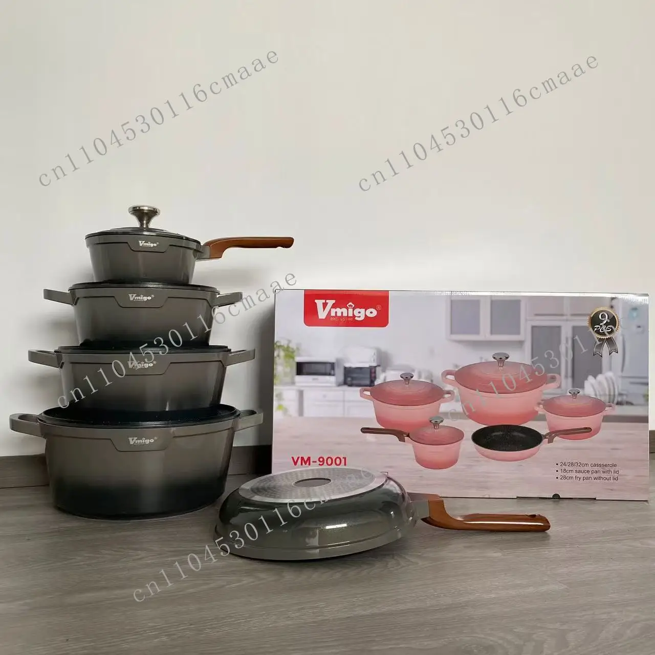 New Design Classic 9PCS Heavy Duty Non-Stick Induction Prepare Cookware Set Die Cast Aluminum Pan