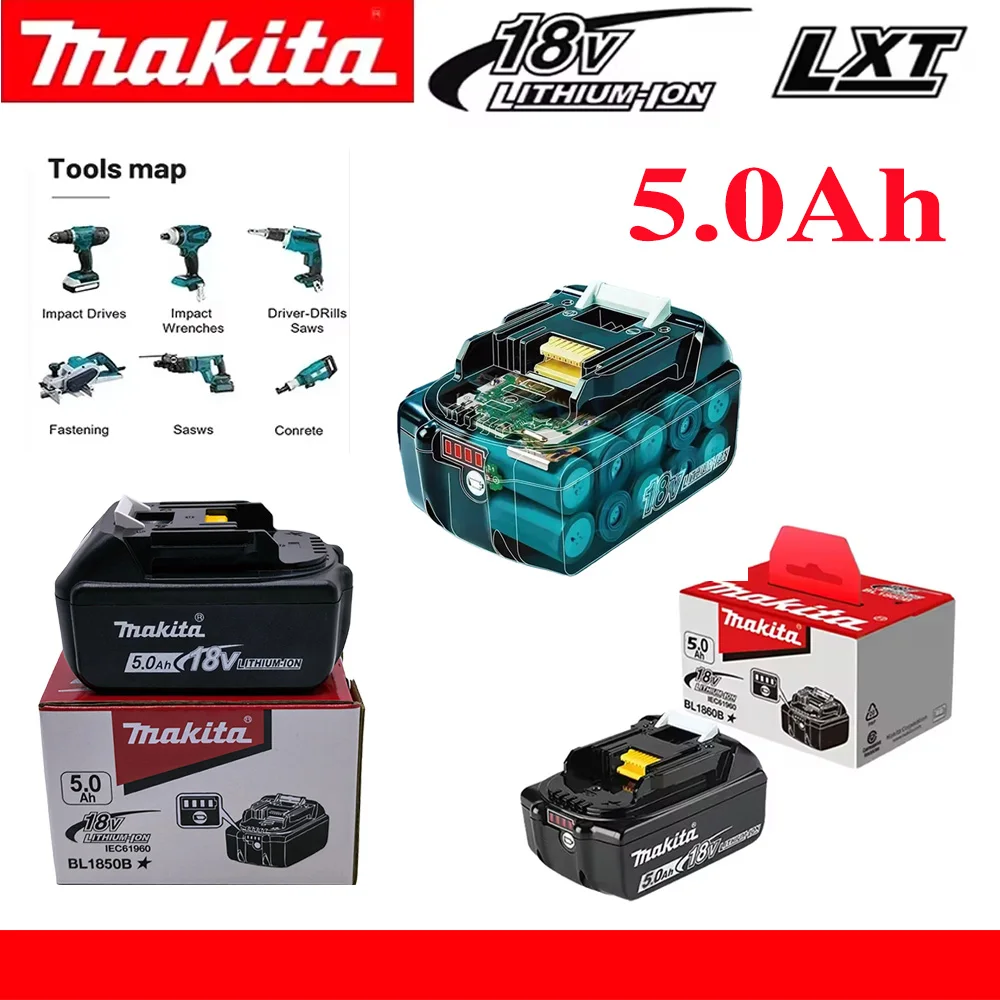 

Original Makita 18V Battery 6Ah/5Ah Replacement for BL1860B BL1850B BL1850 BL1840 BL1860 BL1815 Lithium Power Tool Batteries
