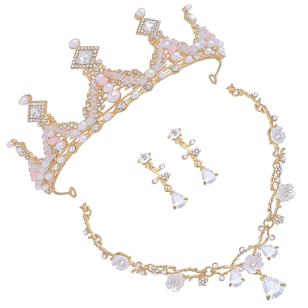 

7 Little Girl Crown Necklace Earrings Sets Birthday Party Stage Comfortable Detail