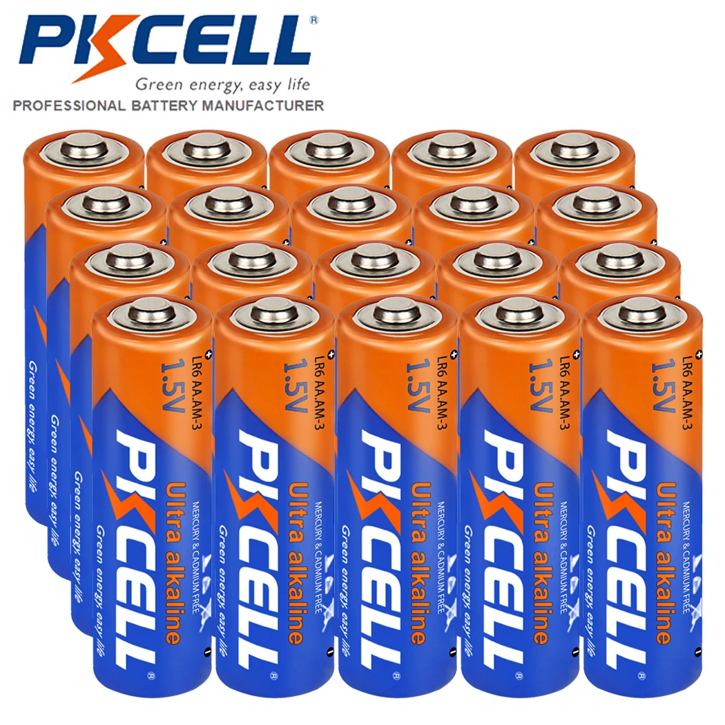

20PC PKCELL AA LR6 Batteries 1.5V Double A Alkaline Battery AA Batteries for Keyboards Clocks Toys Remote Controls 10-Years