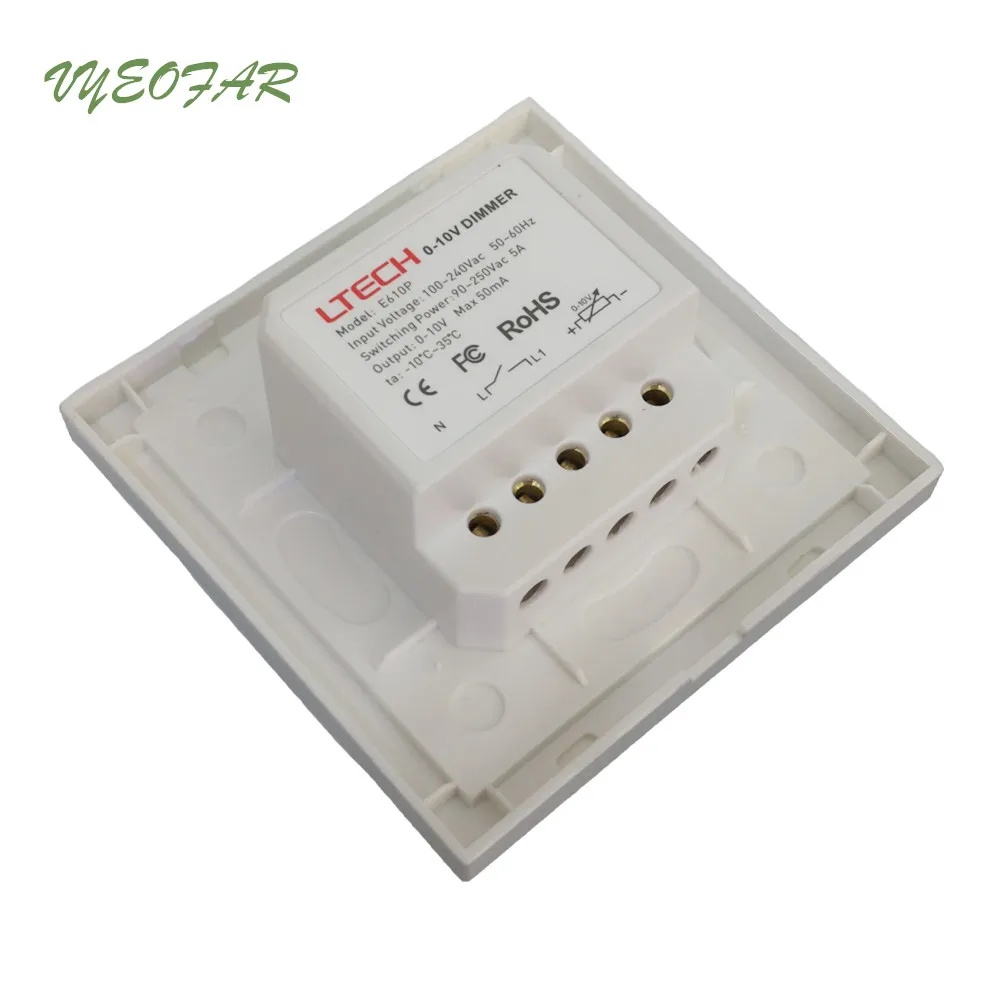 Panel dotykowy z serii E610P Led Dimmer RF bezprzewodowe sterowanie LTECH 0-10V pokrętło obrotowe białe 100-240V ściemniacz ścienny