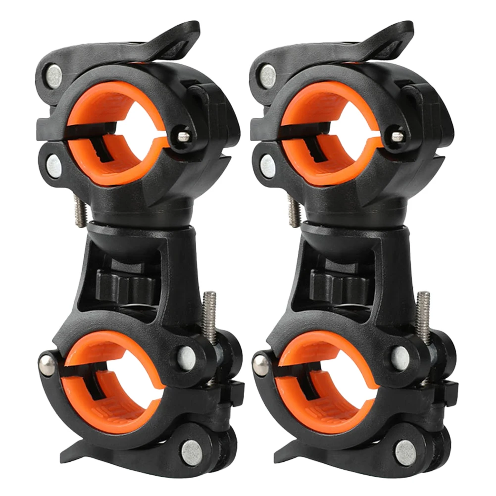 2개입 자전거 플래시라이트 마운트 오렌지 조절식 듀얼 퀵 릴리즈 브래킷 산악 자전거용 유니버설 핸들바 클램프 사이클링