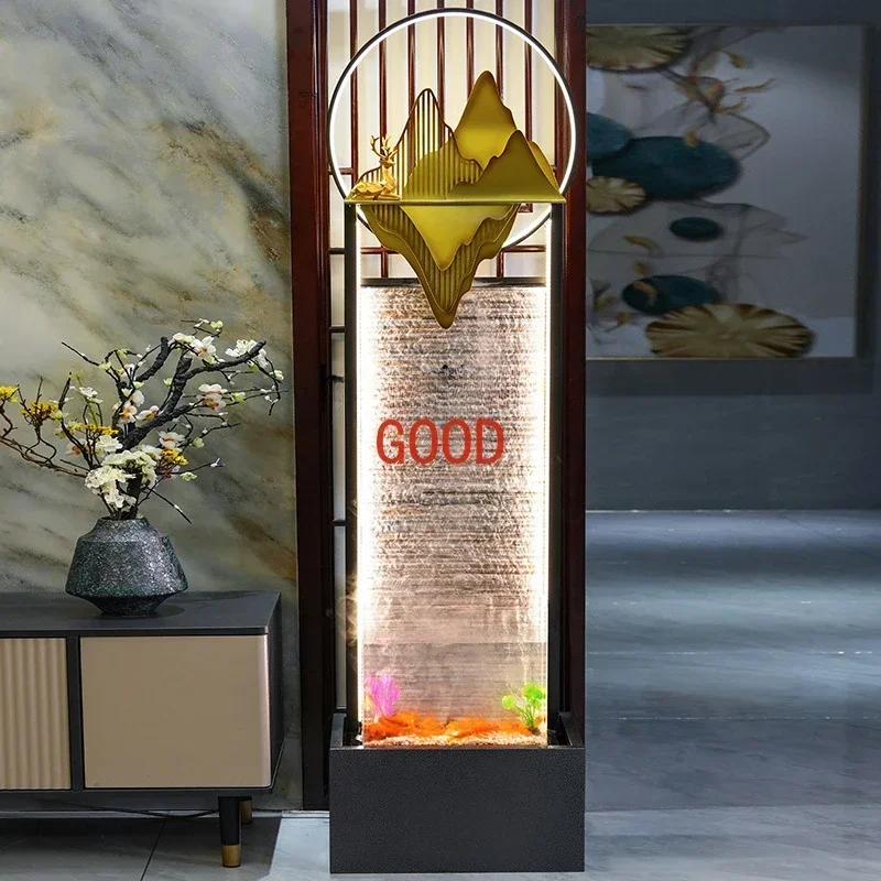 Living Room Fish Tank Loop Water Fountain Decoration TV Cabinet Decoration Office Opening Fortune Gift