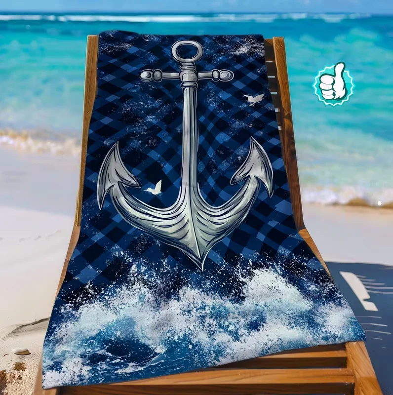 Boat Anchor Lightweight Beach Towel Quick Drying and Absorbent Beach Swimming Pool Camping Travel Sports and Meeting Towels